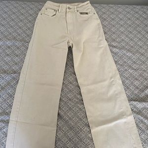 Cream straight leg jeans
